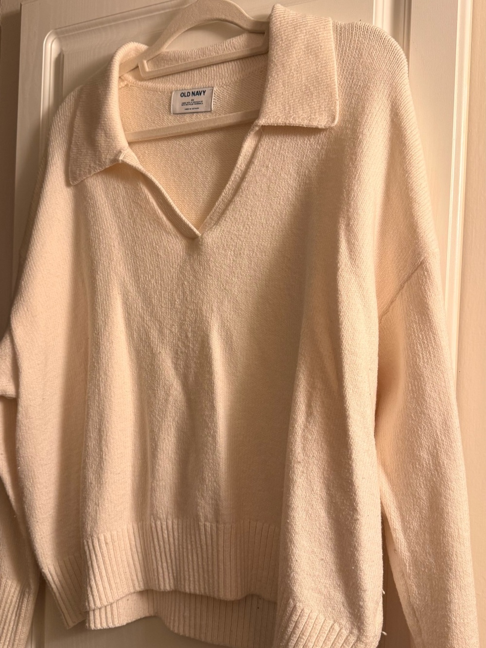 Old Navy Cream V-Neck Collared Sweater